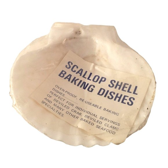 Seashell Baking Serving Dish Oven Proof Re-Usable 4.5" Set 4 Scallop Shell NEW - Picture 1 of 3
